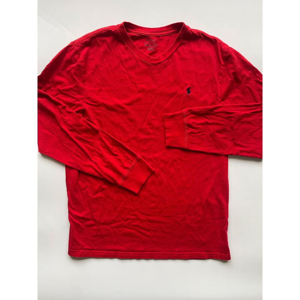 Boy's Ralph Lauren Basic Red Long Sleeve T-shirt Size YXL 18-20